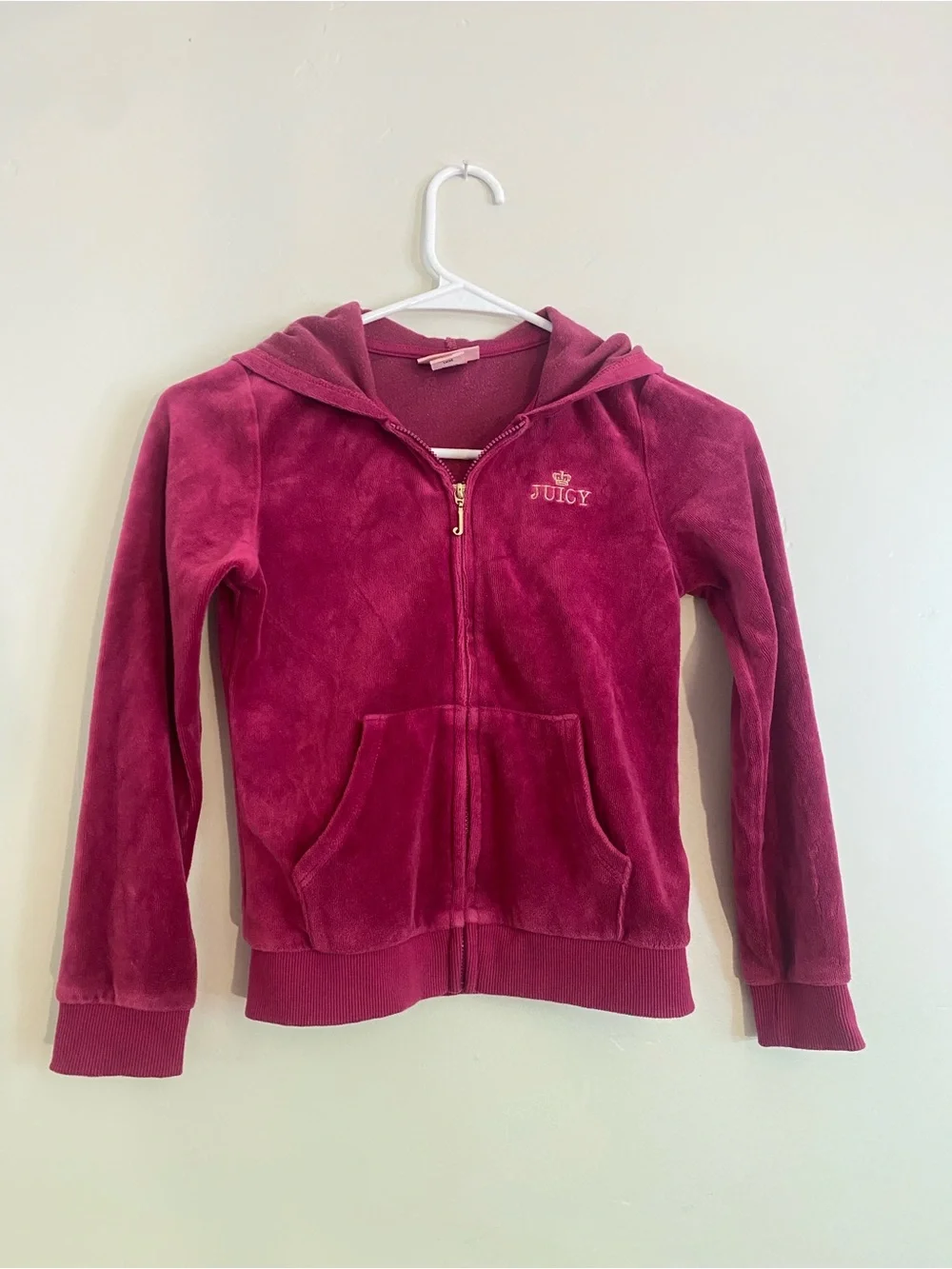 Juicy Couture Kids Velour Hoodie & Pants Set - Deep Berry Pink Size 8/10
